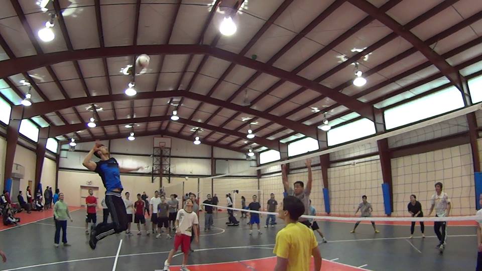 Photo of kids playing sports in the gym at last year's Winter Retreat